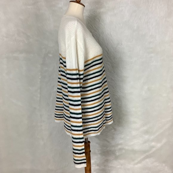 A.L.C. Meryl Wool Blend Ivory Multicolor Stripe Sweater L - Picture 5 of 8